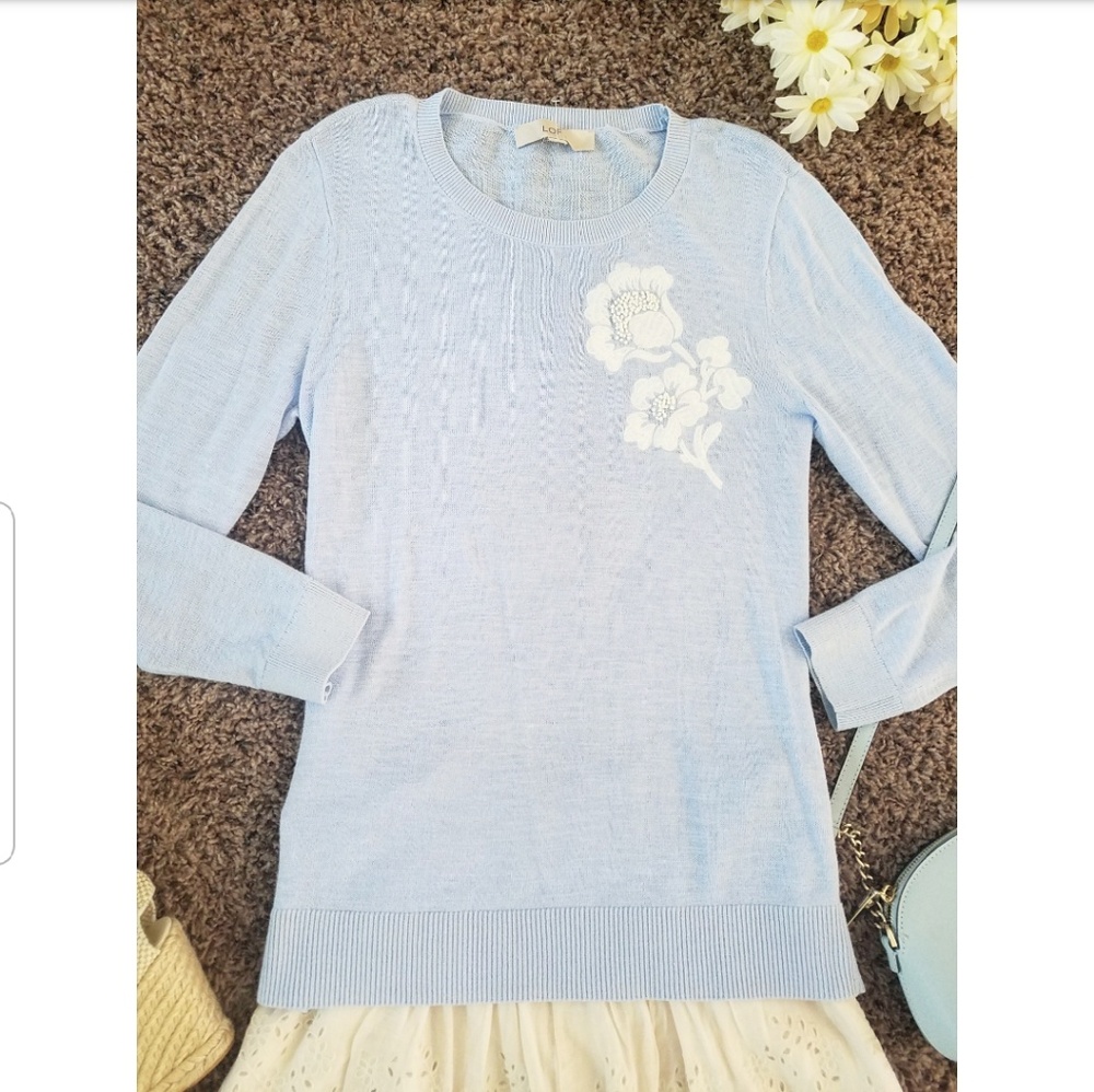 Antique blue embroidered sweater - Picture 3 of 4